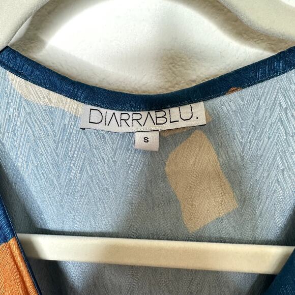 DIARRABLU NWOT Gyraf Blue Satin Marieme True Wrap Long Sleeve Maxi Dress Small - Picture 8 of 9